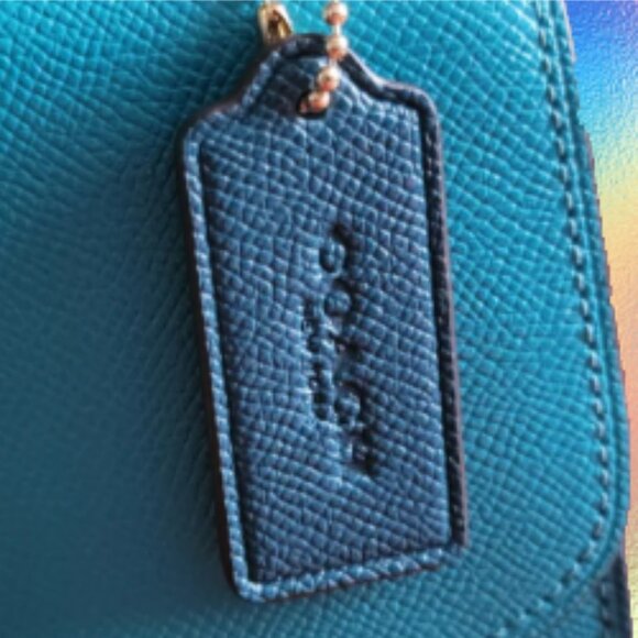 Coach Tilly Twistlock Satchel 23 In Colorblock Teal Crossgrain Leather #C2821 - Picture 6 of 10